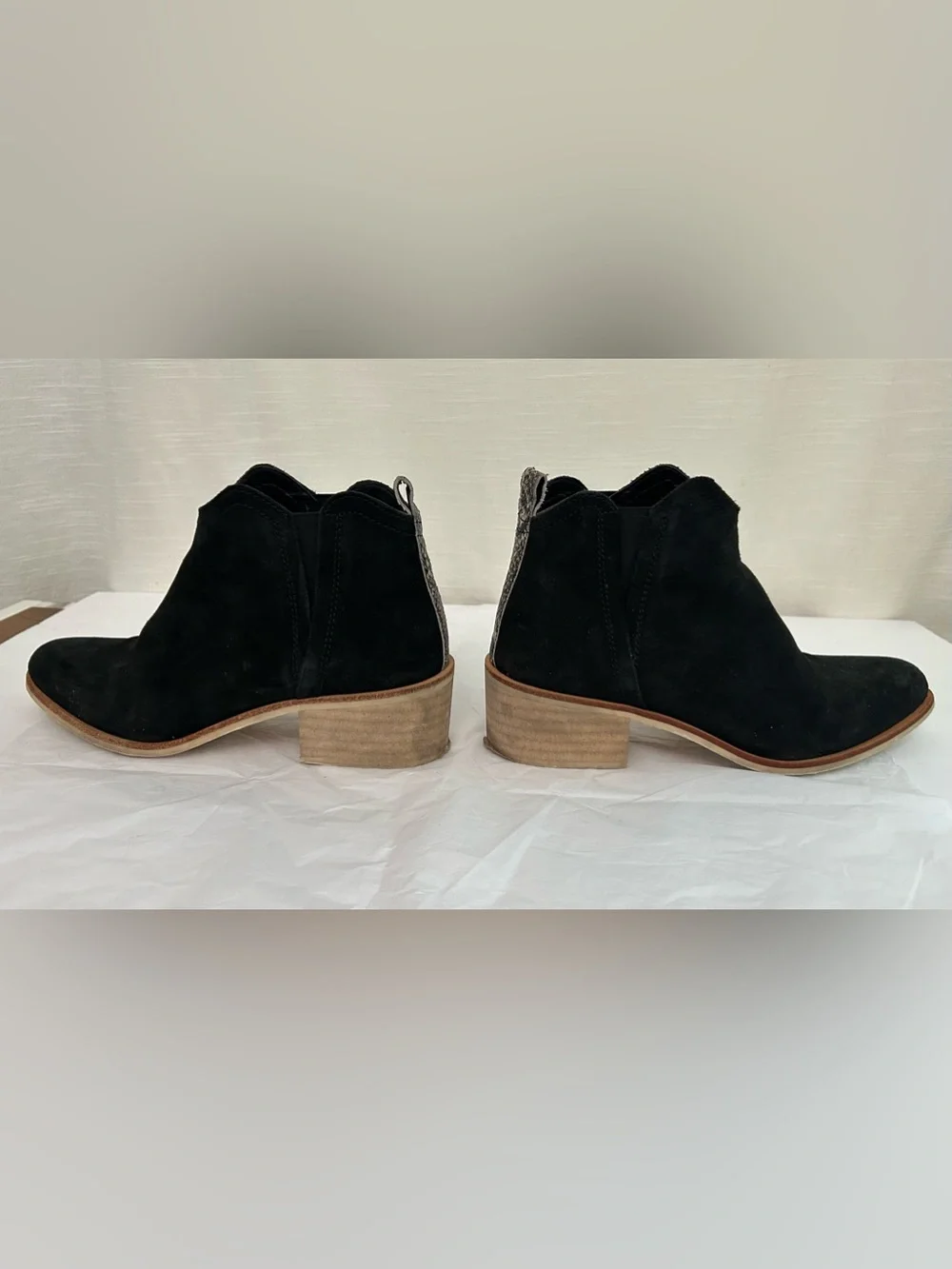 Crevo Black Suede Chukka‎ Boots with Stacked Wood Heel